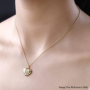 White Zircon Initial N Heart Pendant in Vermeil Yellow Gold Over Sterling Silver 0.07 ctw