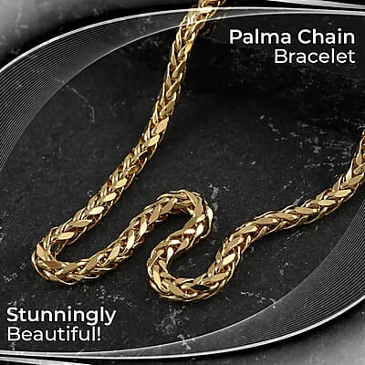 10K Yellow Gold Palma Chain Bracelet, Gold Chain Bracelet, Gold Jewelry, Gold Bracelet, Gold Gifts (7.50 In) 5mm, 7.50 Grams