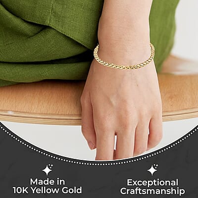10K Yellow Gold Palma Chain Bracelet, Gold Chain Bracelet, Gold Jewelry, Gold Bracelet, Gold Gifts (7.50 In) 5mm, 7.50 Grams