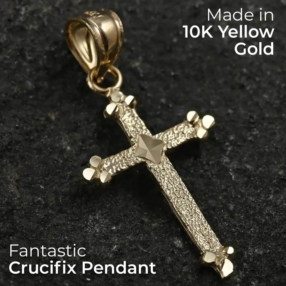 Made in America 10K Yellow Gold Crucifix Pendant, Gold Cross Pendant, Gold Pendant, Gold Jewelry, Gold Gifts For Her 22.40x21.76mm 0.50 Grams image number 1