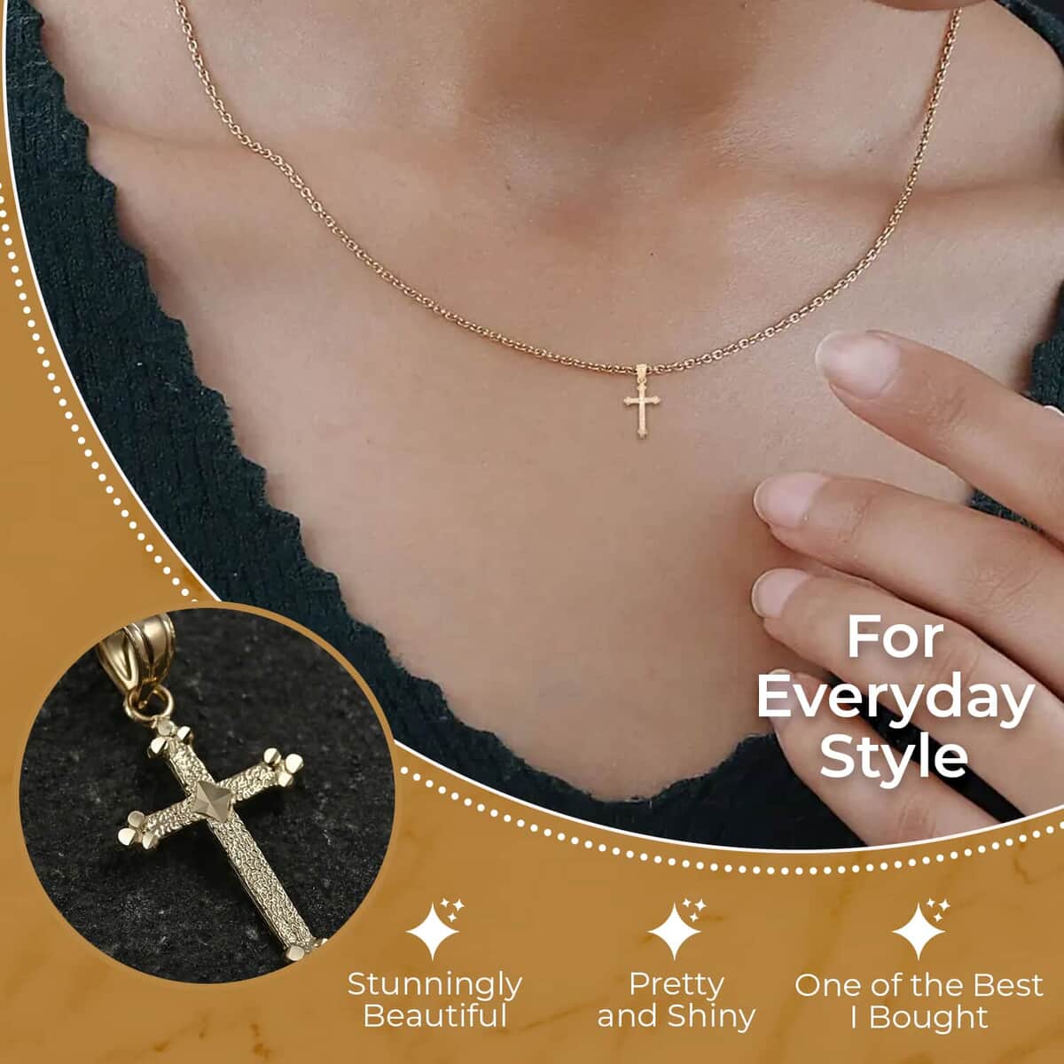 Made in America 10K Yellow Gold Crucifix Pendant, Gold Cross Pendant, Gold Pendant, Gold Jewelry, Gold Gifts For Her 22.40x21.76mm 0.50 Grams image number 2