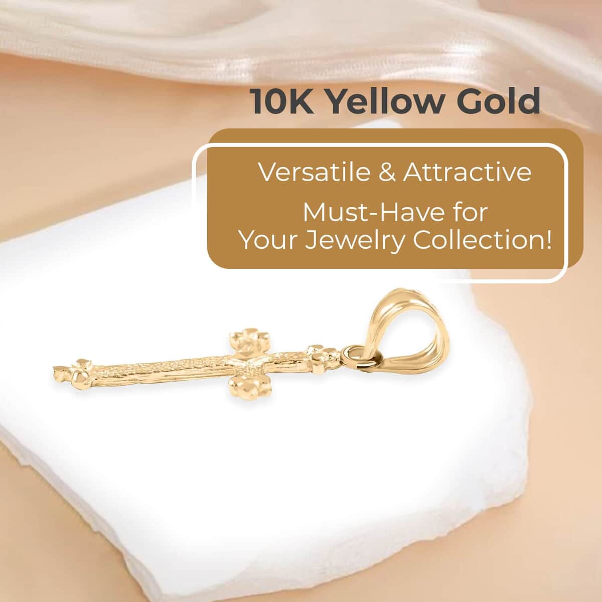 Made in America 10K Yellow Gold Crucifix Pendant, Gold Cross Pendant, Gold Pendant, Gold Jewelry, Gold Gifts For Her 22.40x21.76mm 0.50 Grams image number 3