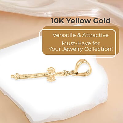 Made in America 10K Yellow Gold Crucifix Pendant, Gold Cross Pendant, Gold Pendant, Gold Jewelry, Gold Gifts For Her 22.40x21.76mm 0.50 Grams