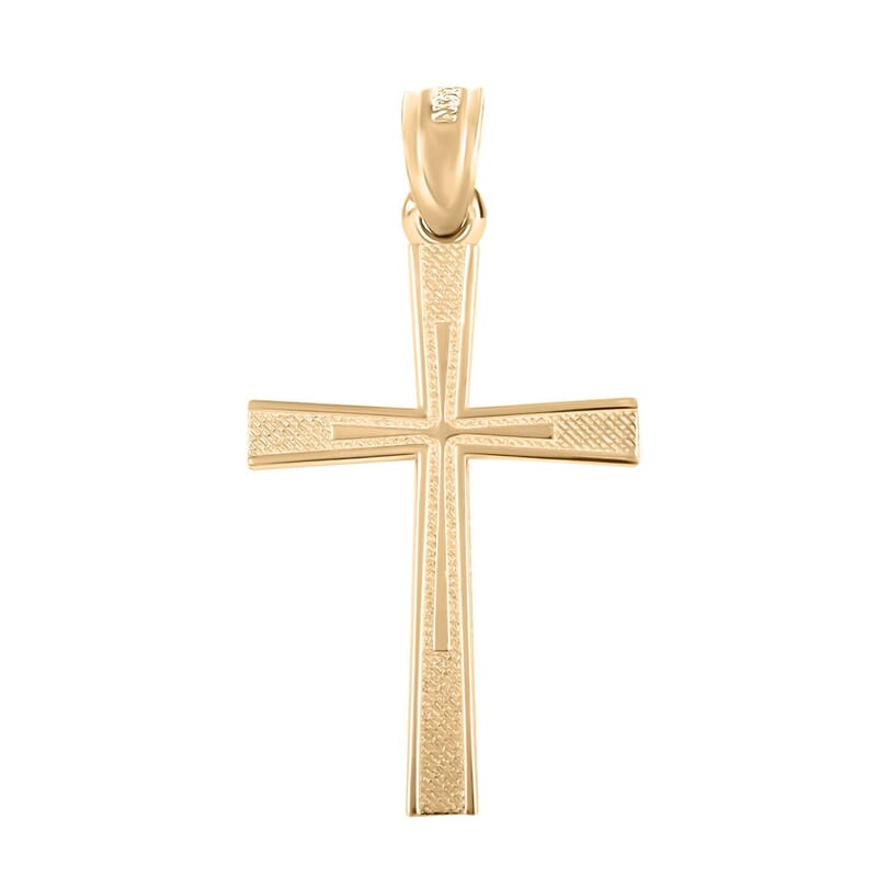 Made in America 10K Yellow Gold 18.45x29.20mm Cross Pendant 1 Grams