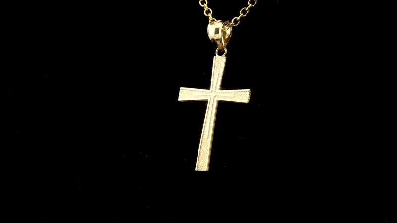 Made in America 10K Yellow Gold 18.45x29.20mm Cross Pendant 1 Grams