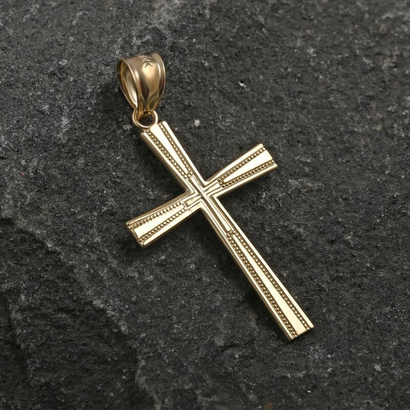 Made in America 10K Yellow Gold 18.45x29.20mm Cross Pendant 1 Grams