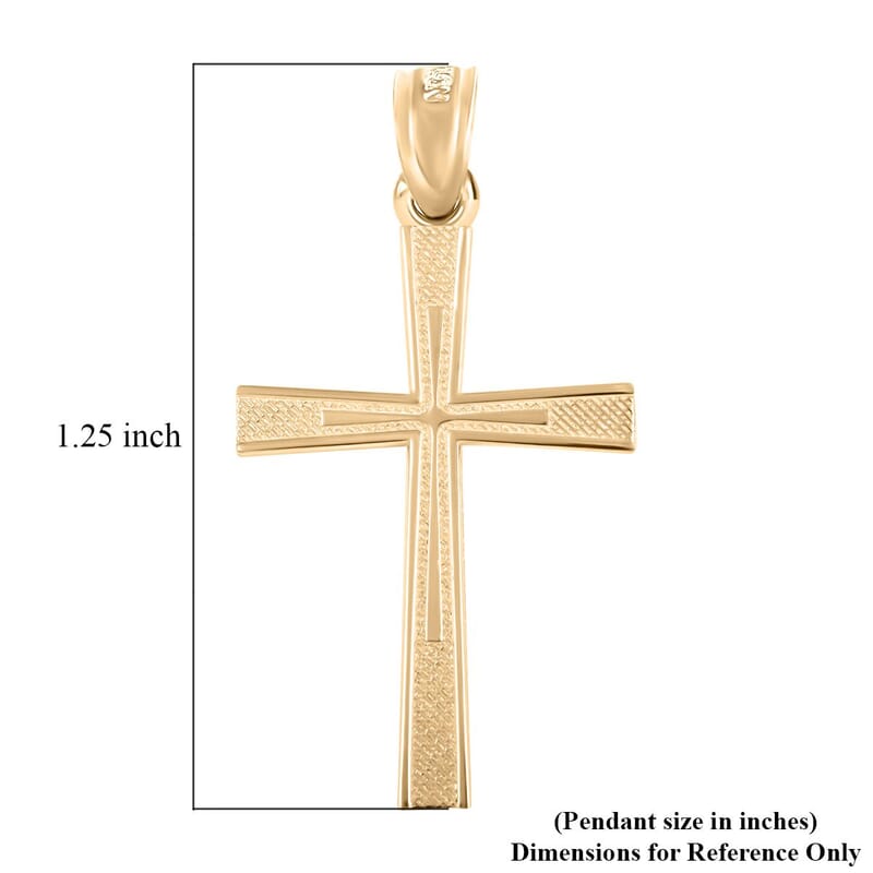 Made in America 10K Yellow Gold 18.45x29.20mm Cross Pendant 1 Grams