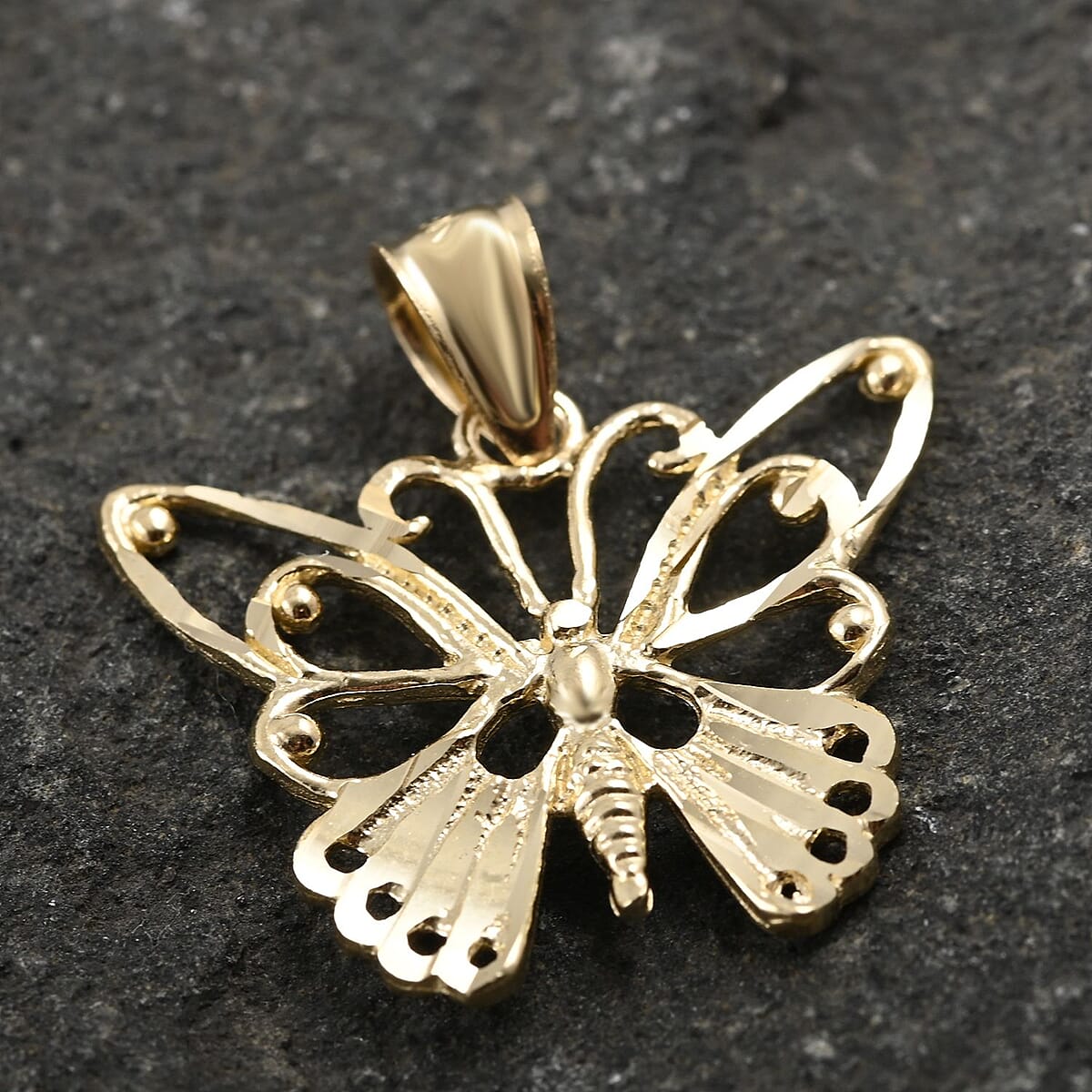 10K Yellow Gold 17.25x20.65mm Butterfly Pendant 1.30 Grams image number 1