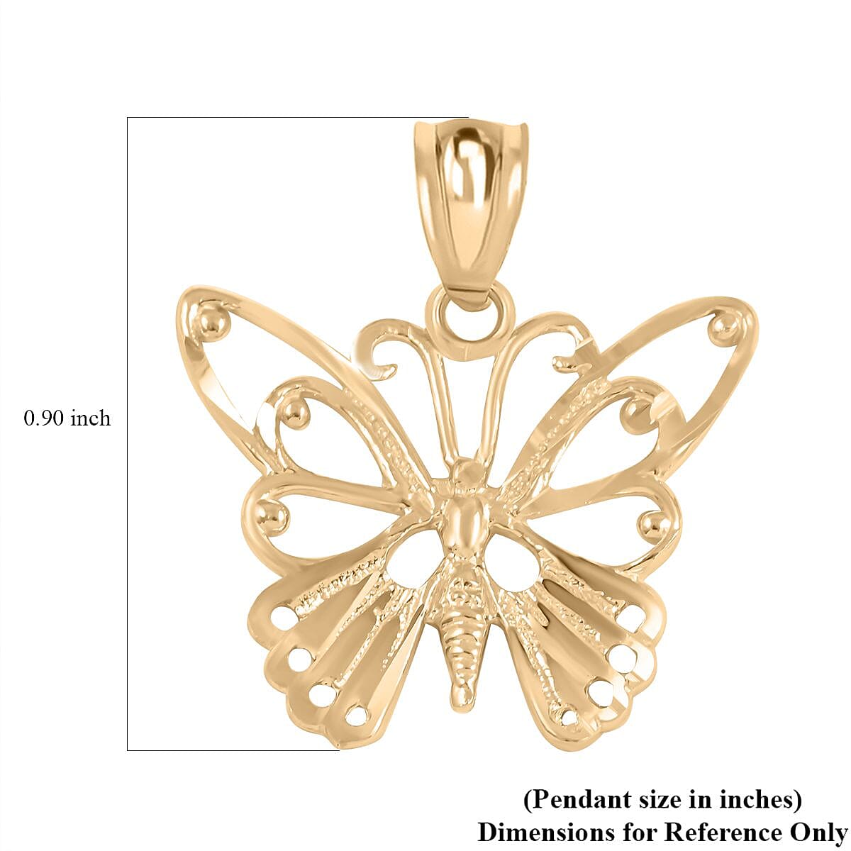 10K Yellow Gold 17.25x20.65mm Butterfly Pendant 1.30 Grams image number 4