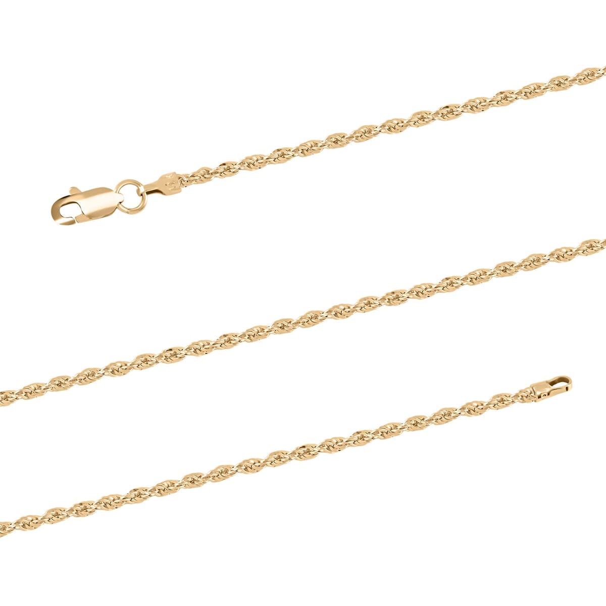14K Yellow Gold 1.5mm Rope Necklace 20 Inches 1.6 Grams image number 2