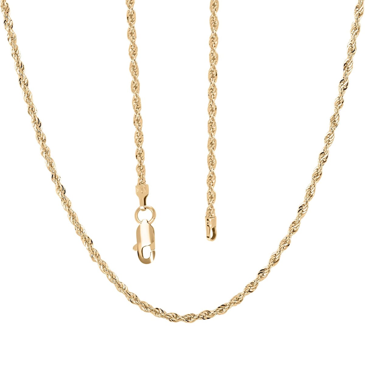 14K Yellow Gold 1.5mm Rope Necklace 20 Inches 1.6 Grams image number 3