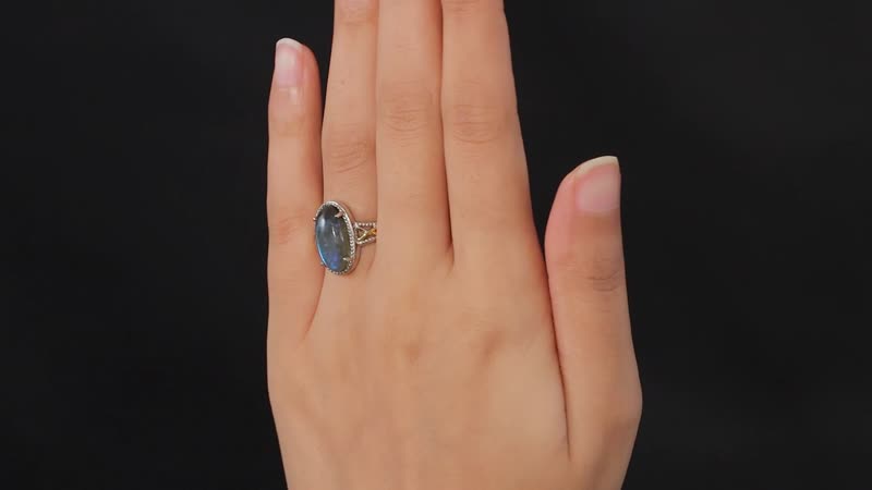 Karis Malagasy Labradorite Solitaire Ring in 18K YG Plated and Platinum Bond 5.50 ctw