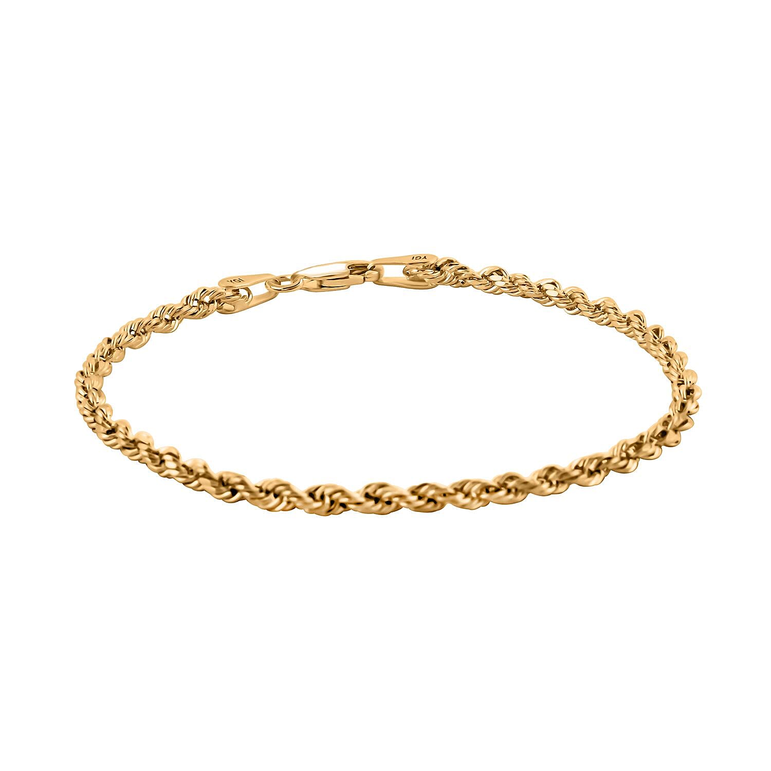 10K Yellow Gold 3mm Rope Bracelet (7.50 In) 1.90 Grams