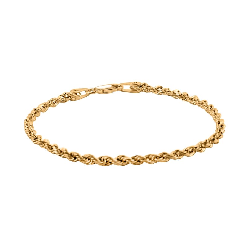 10K Yellow Gold 3mm Rope Bracelet (7.50 In) 1.90 Grams