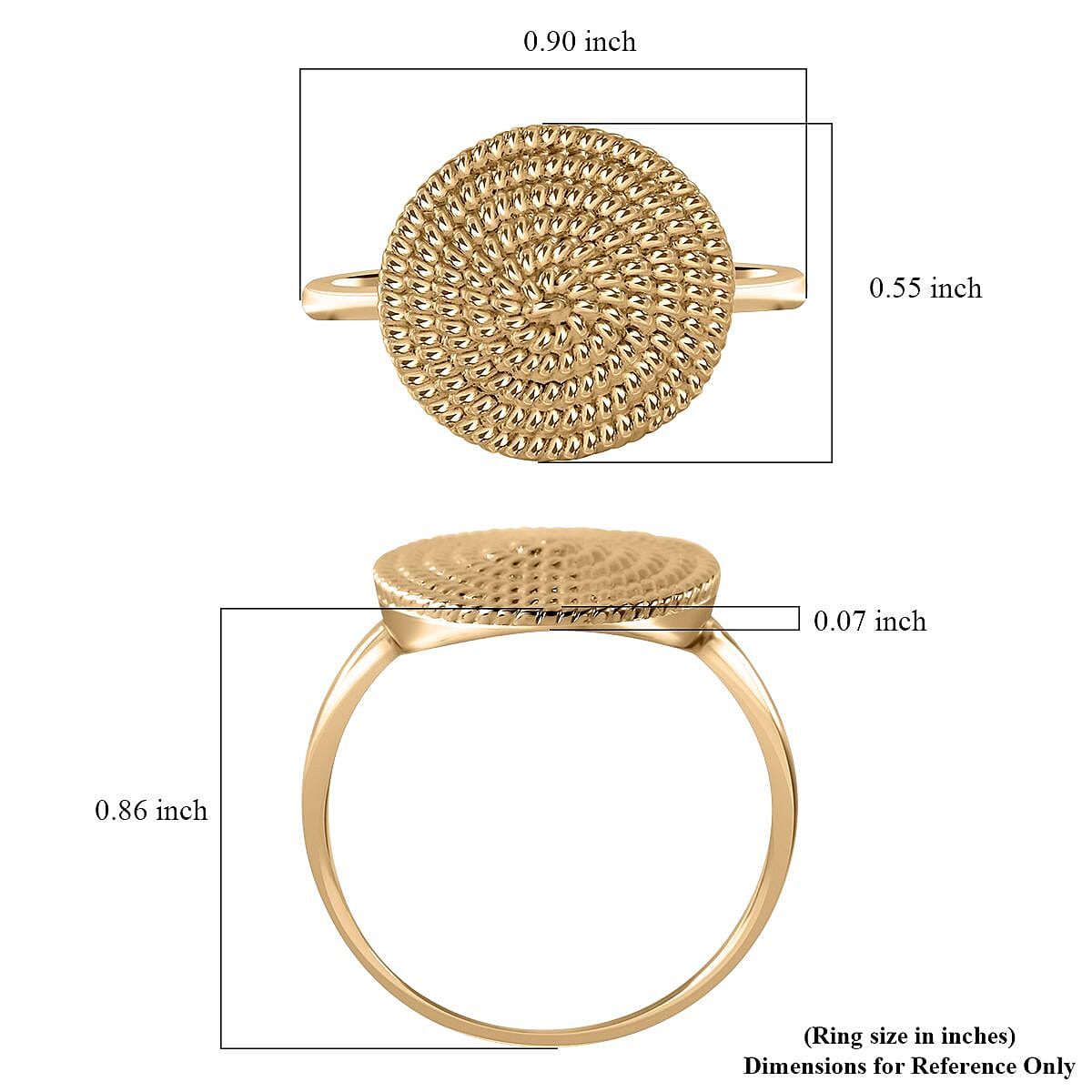 Luxoro 10K Yellow Gold Rope Chain Texture Ring (Size 7.0) 3 Grams image number 4