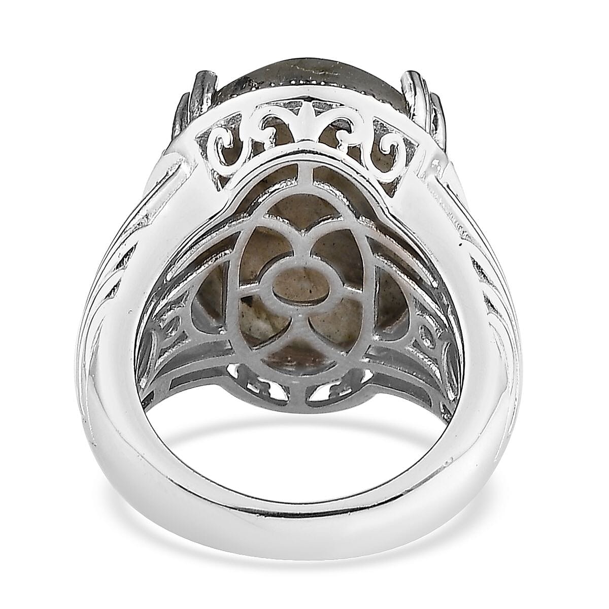 Karis Malagasy Labradorite Solitaire Ring in Platinum Bond (Size 10.0) 16.00 ctw image number 4