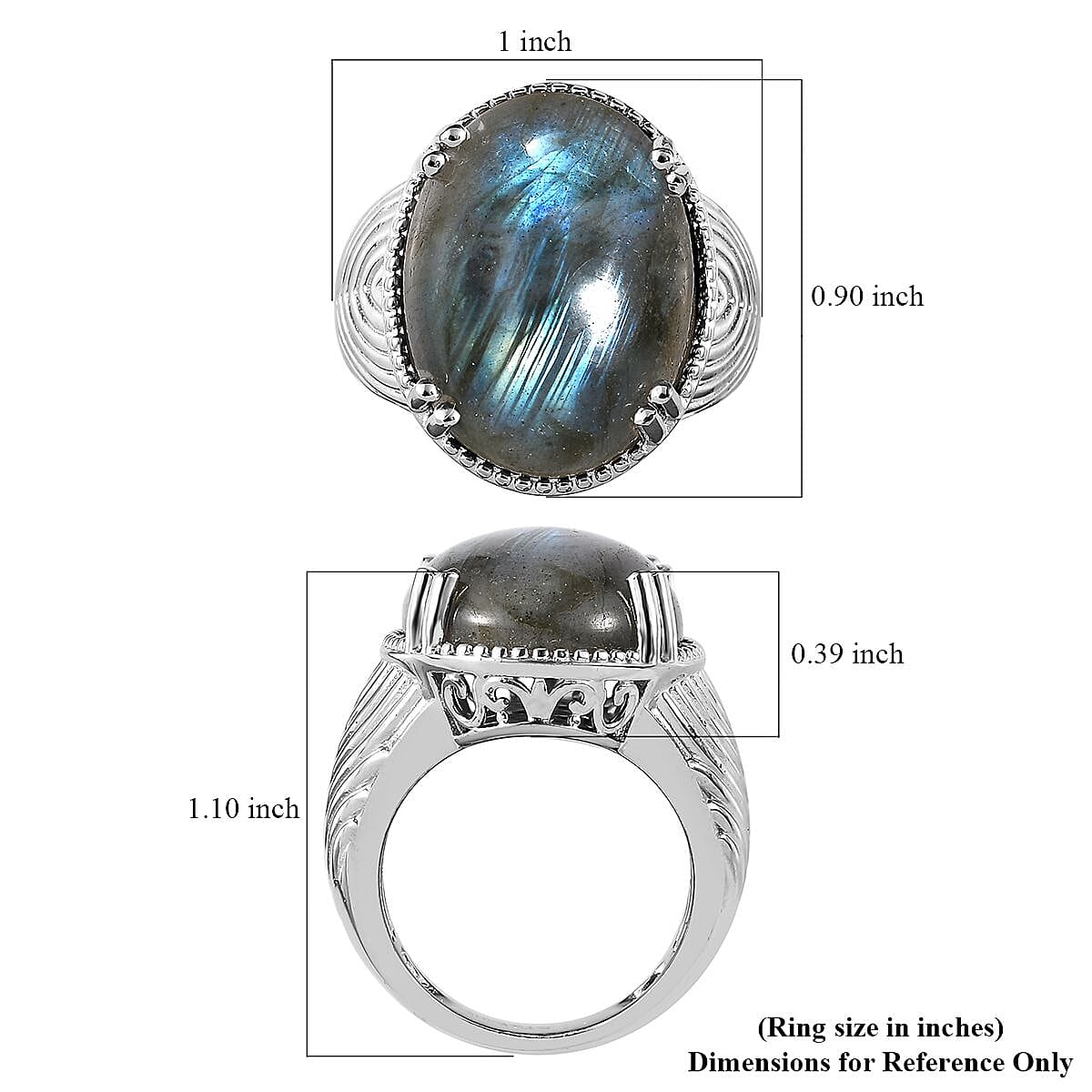 Karis Malagasy Labradorite Solitaire Ring in Platinum Bond (Size 10.0) 16.00 ctw image number 5