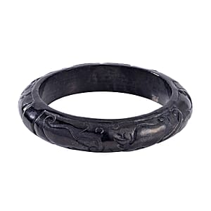 Shungite Wide Carved Dragon & Phoenix Bangle Bracelet (7.25 In) 230.00 ctw