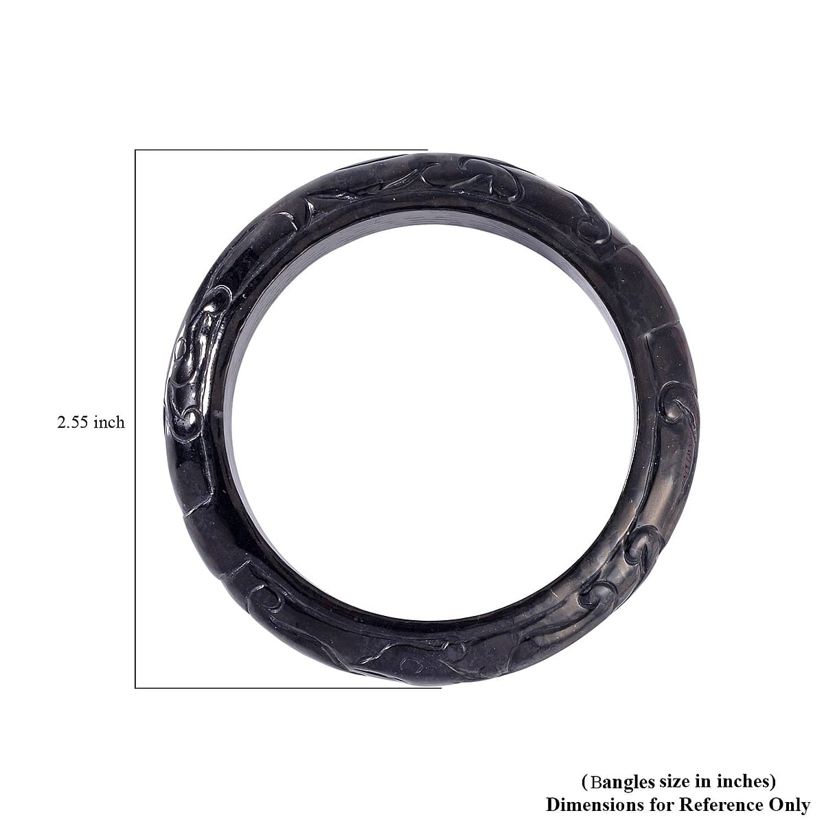 Shungite Wide Carved Dragon & Phoenix Bangle Bracelet (7.25 In) 230.00 ctw image number 4
