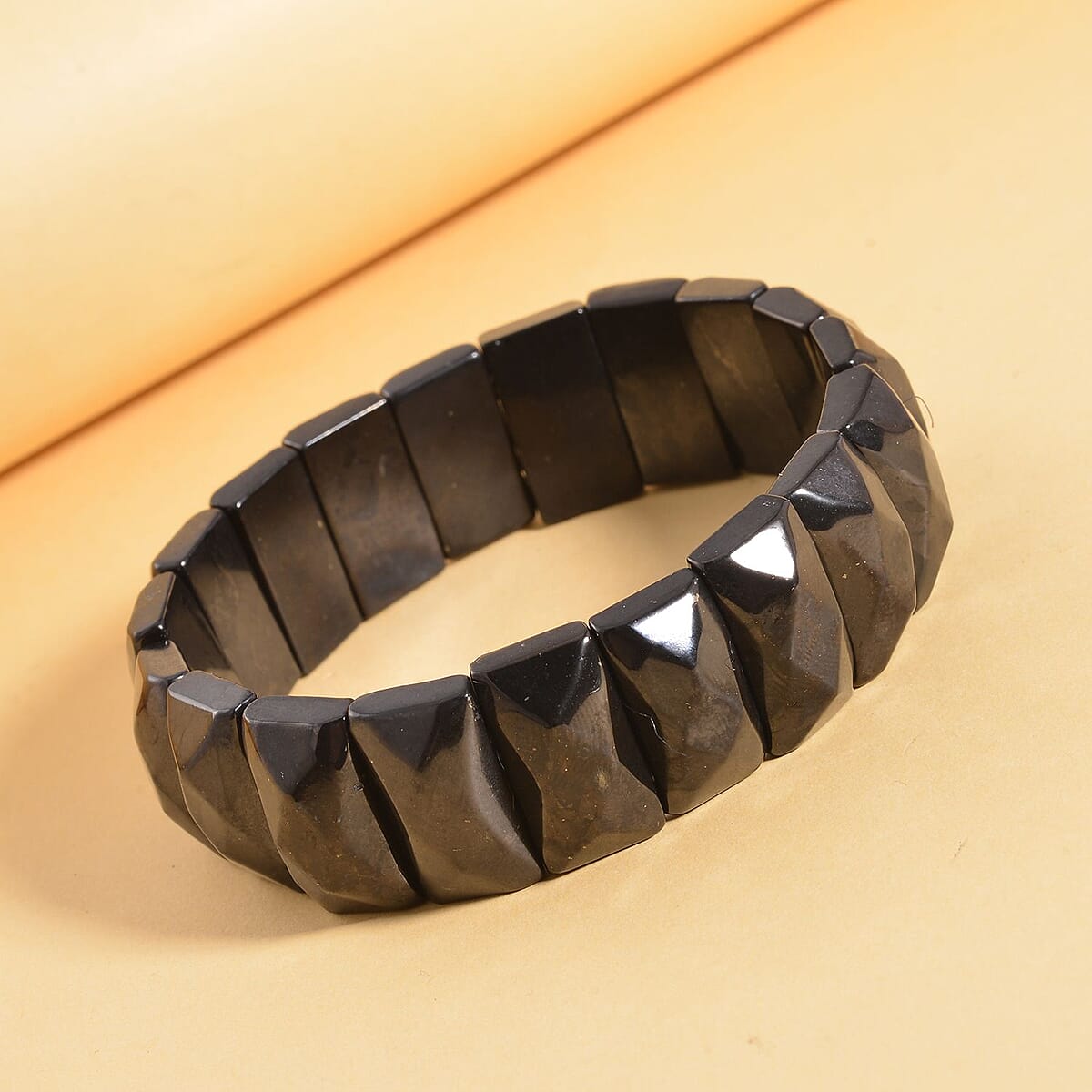 Shungite Cushion Block Stretch Bracelet 205.00 ctw image number 1