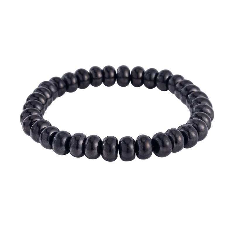 Shungite Roundel Beaded Stretch Bracelet 95.00 ctw