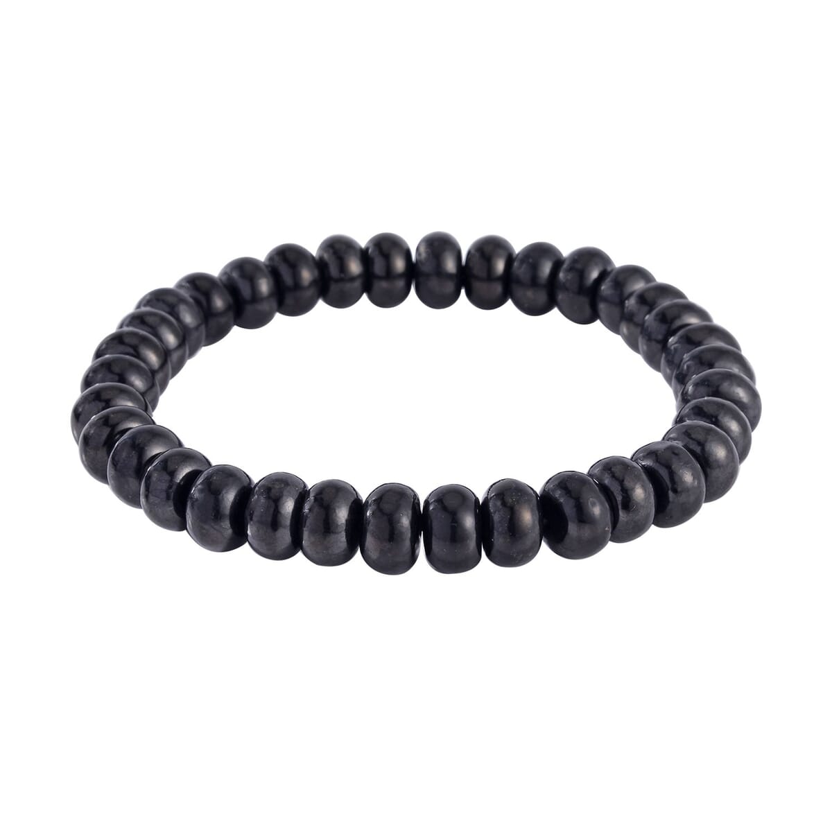 Shungite Roundel Beaded Stretch Bracelet 95.00 ctw image number 0