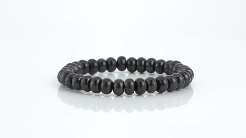 Shungite Roundel Beaded Stretch Bracelet 95.00 ctw
