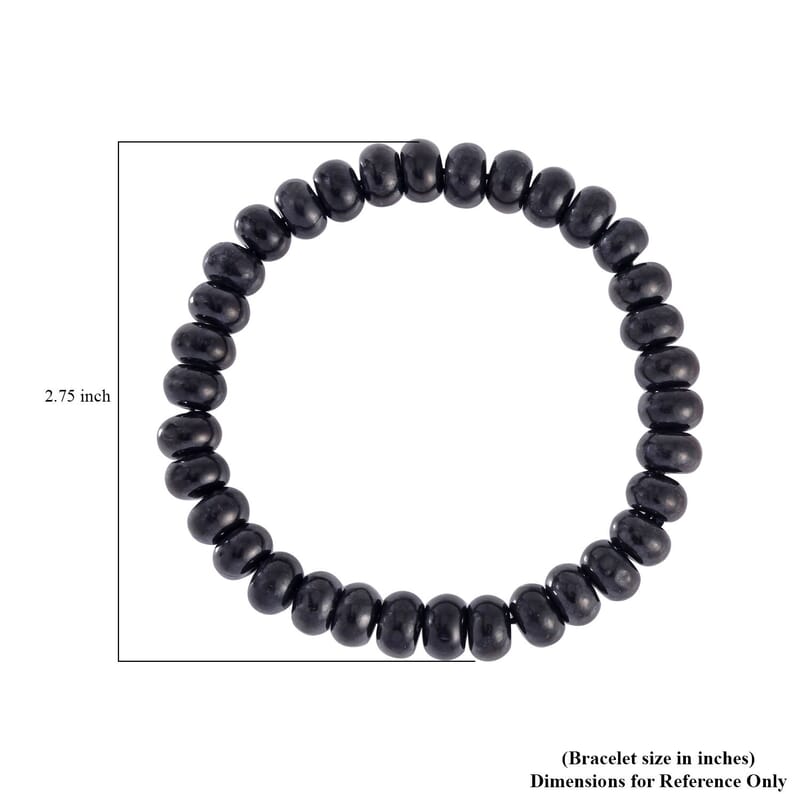 Shungite Roundel Beaded Stretch Bracelet 95.00 ctw