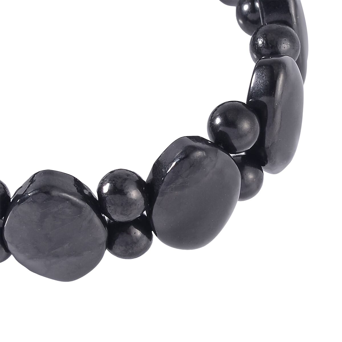 Shungite Marquee Block and Beaded Stretch Bracelet 141.80 ctw image number 2
