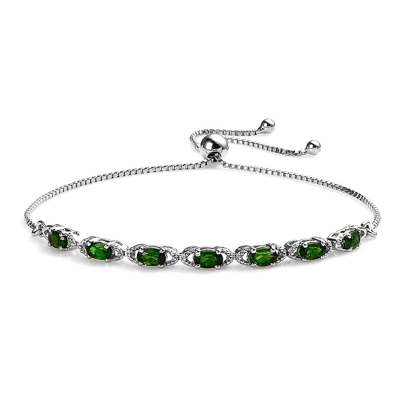 Chrome Diopside Bolo Bracelet in Platinum Over Sterling Silver (10.50 In) 1.75 ctw