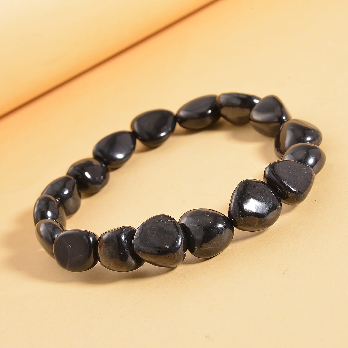 Shungite Tumbled Beaded Stretch Bracelet 85.00 ctw image number 1