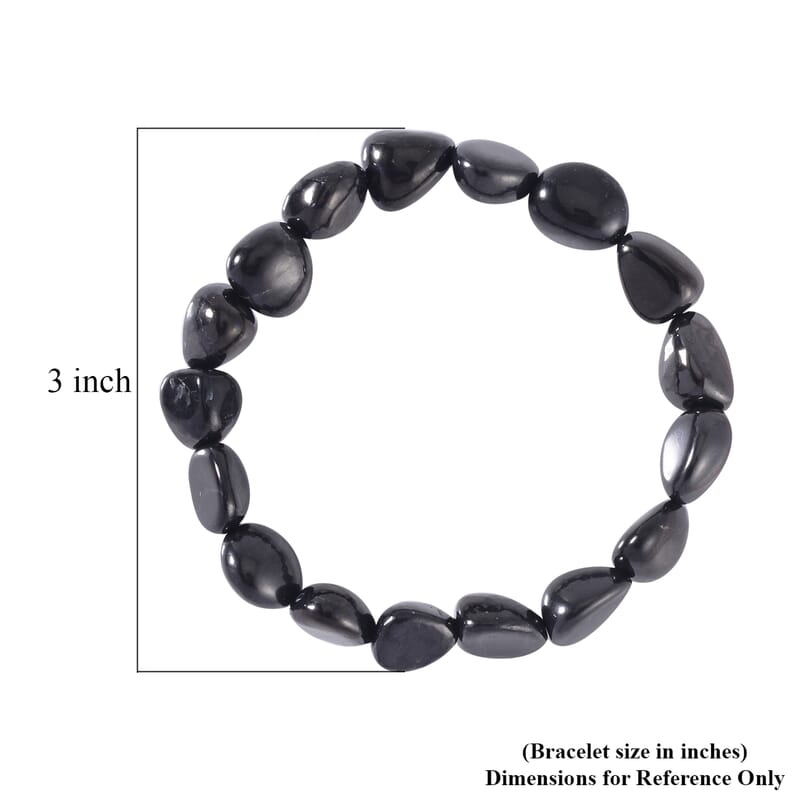 Shungite Tumbled Beaded Stretch Bracelet 85.00 ctw