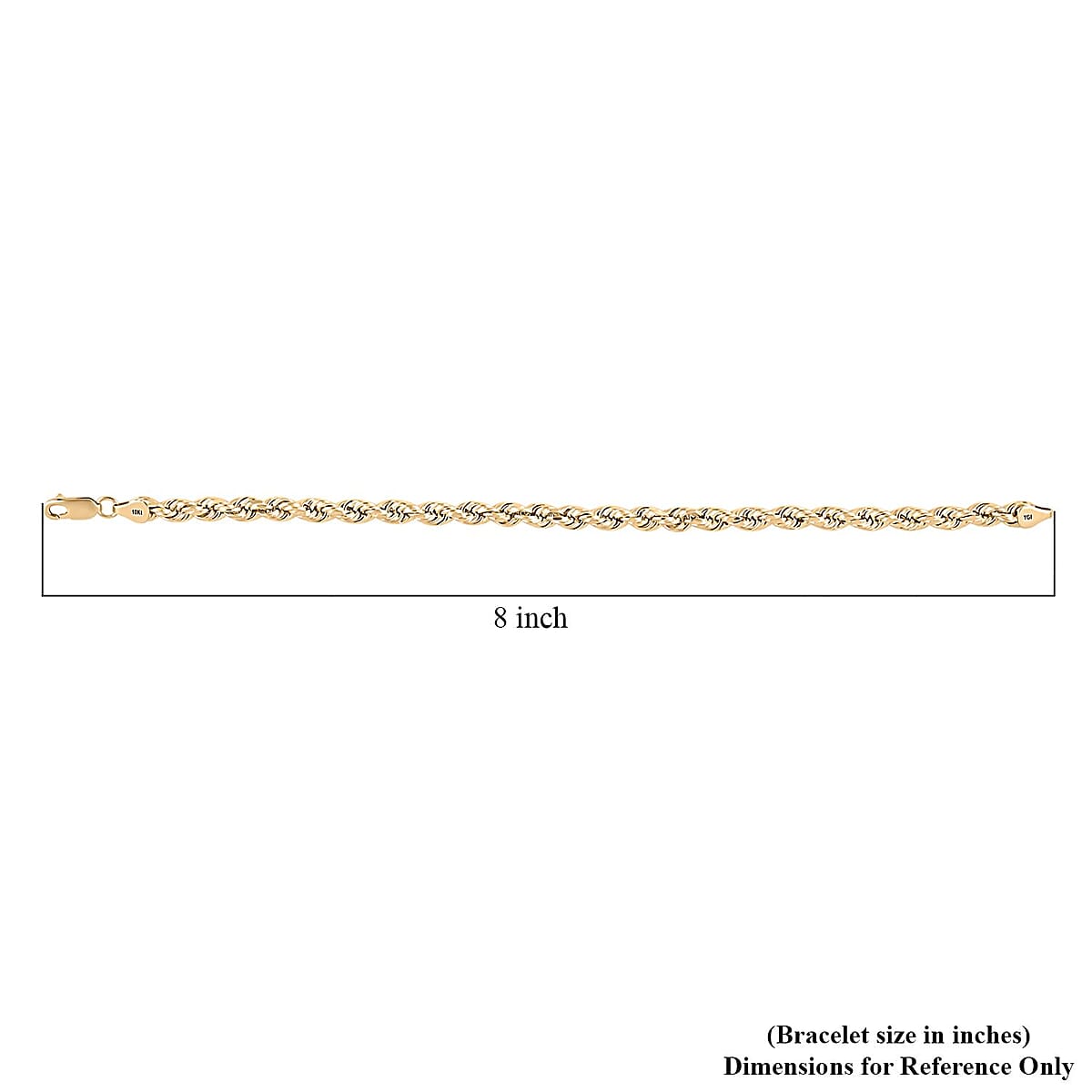 10K Yellow Gold 5mm Rope Bracelet (8.00 In) 4.20 Grams image number 4