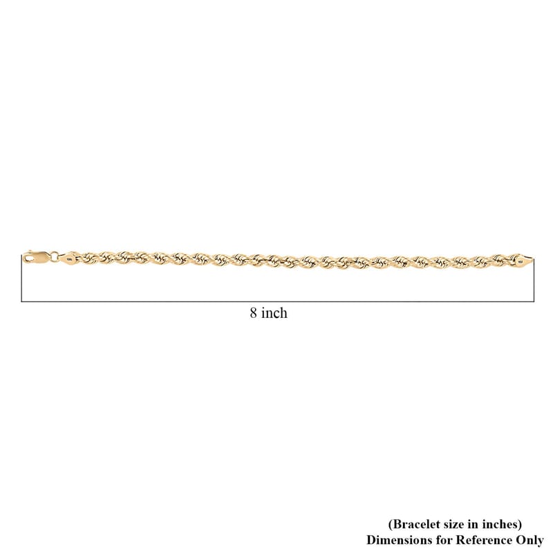10K Yellow Gold 5mm Rope Bracelet (8.00 In) 4.20 Grams