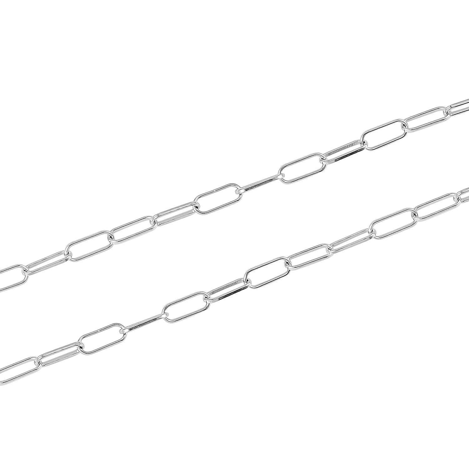 Organic Shape White Baroque Pearl Paper Clip Chain Necklace 20 Inches in Rhodium Over Sterling Silver