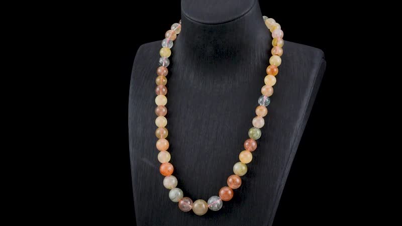 Multi Rutilated Quartz Beaded Necklace 20 Inches in Rhodium Over Sterling Silver 450.00 ctw