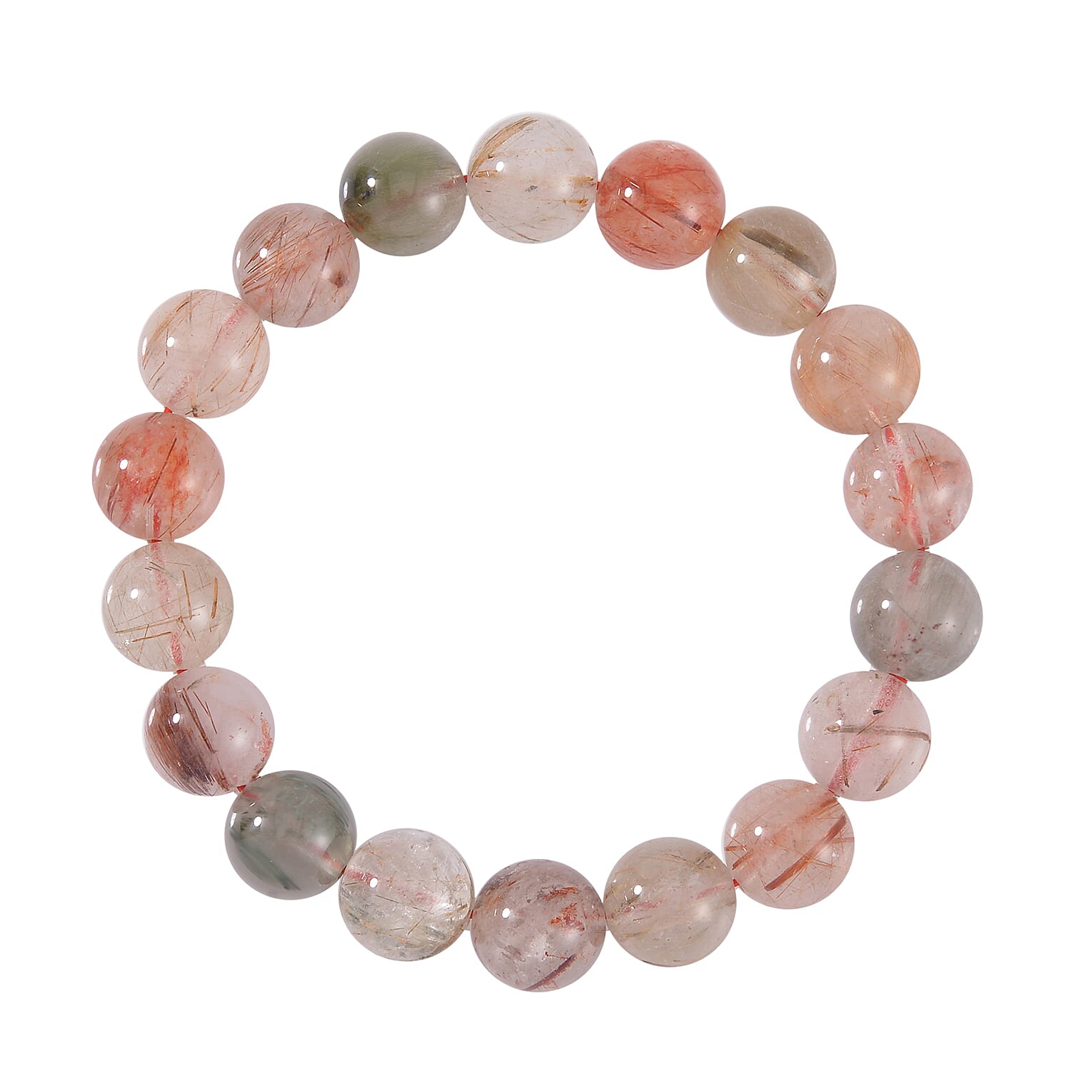 Multi Rutilated Quartz Beaded Stretch Bracelet 175.00 ctw