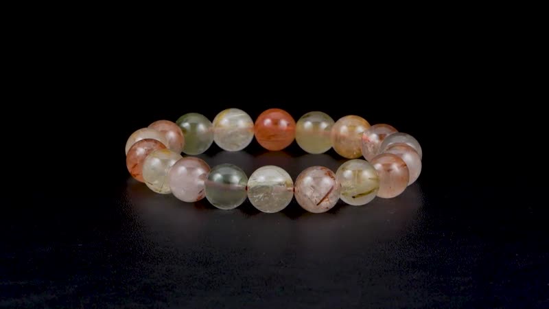 Multi Rutilated Quartz Beaded Stretch Bracelet 175.00 ctw