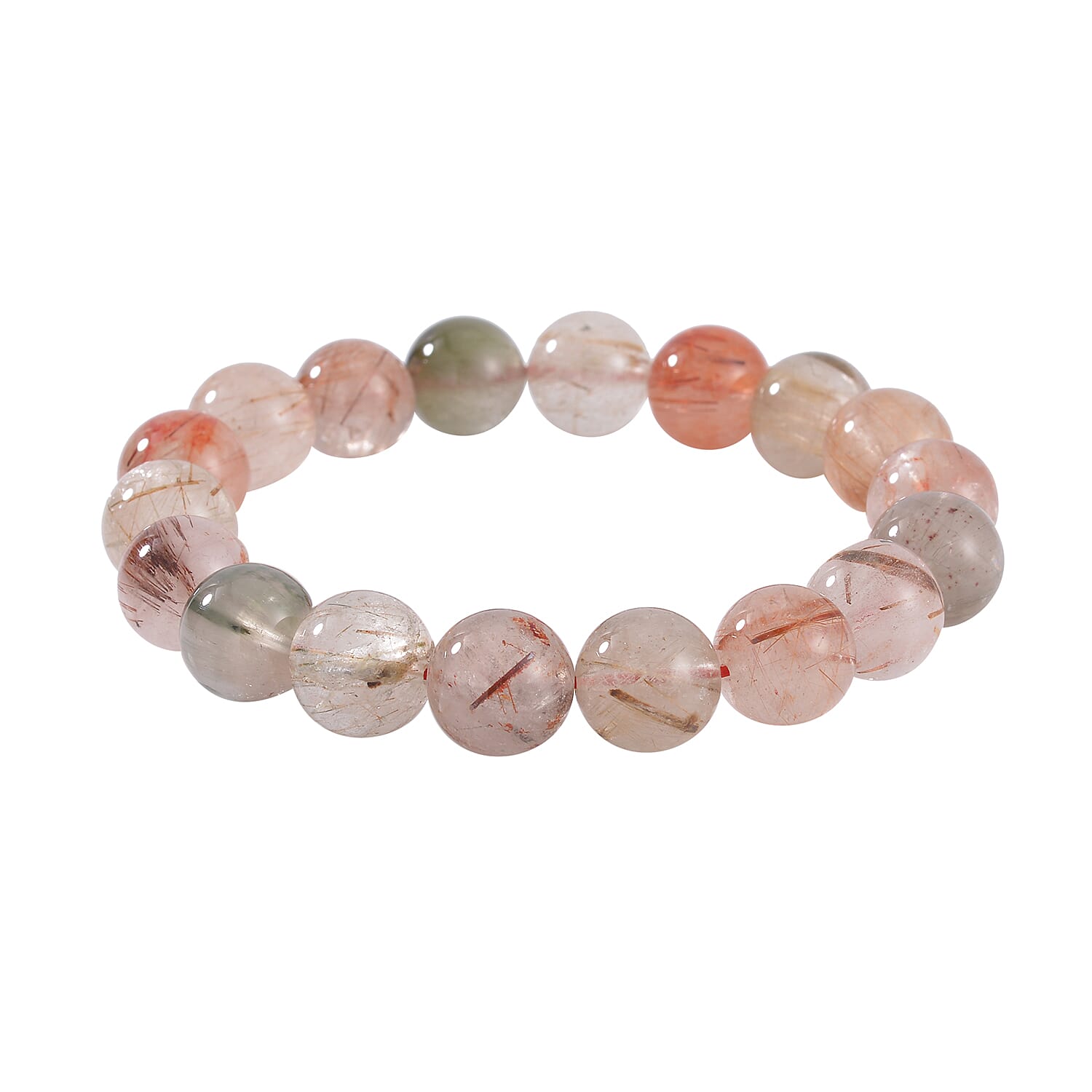 Multi Rutilated Quartz Beaded Stretch Bracelet 175.00 ctw