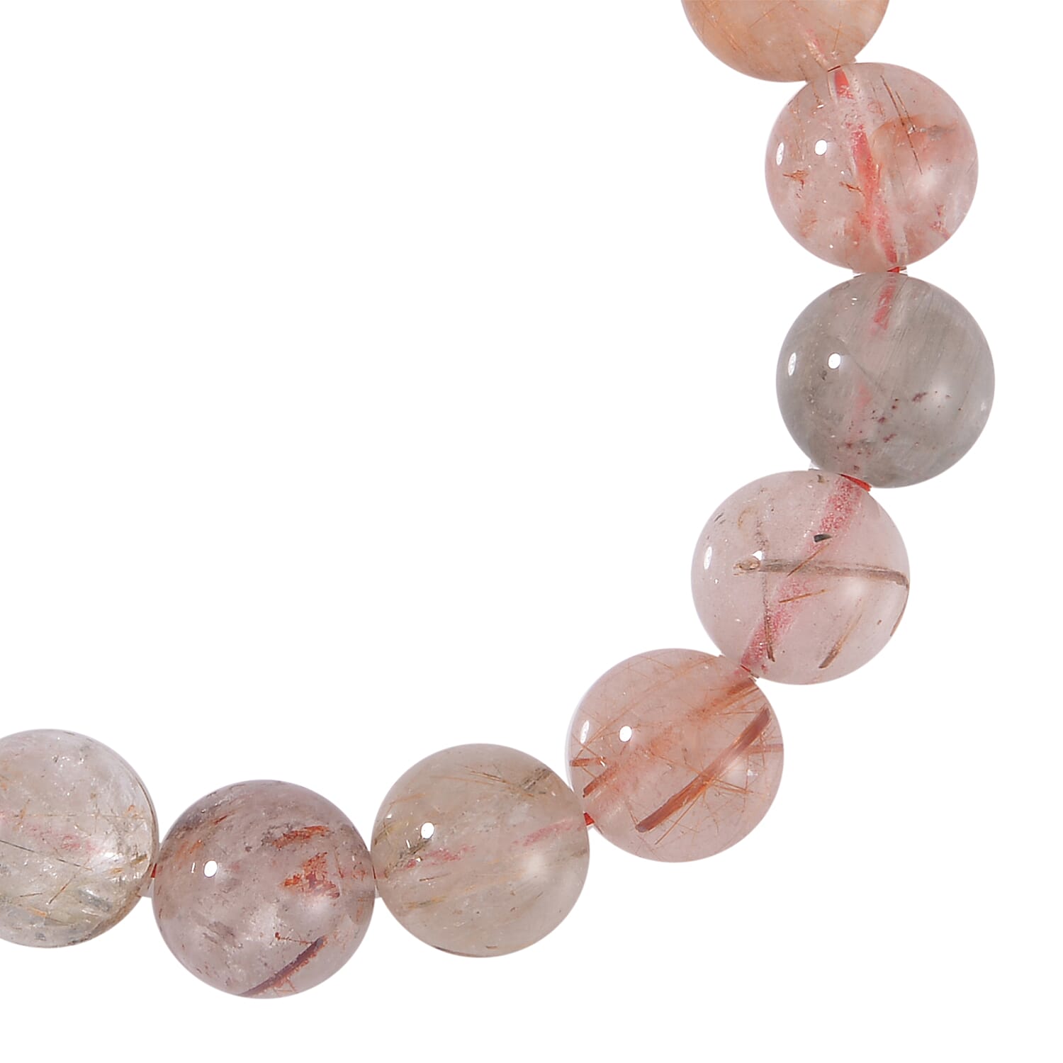 Multi Rutilated Quartz Beaded Stretch Bracelet 175.00 ctw