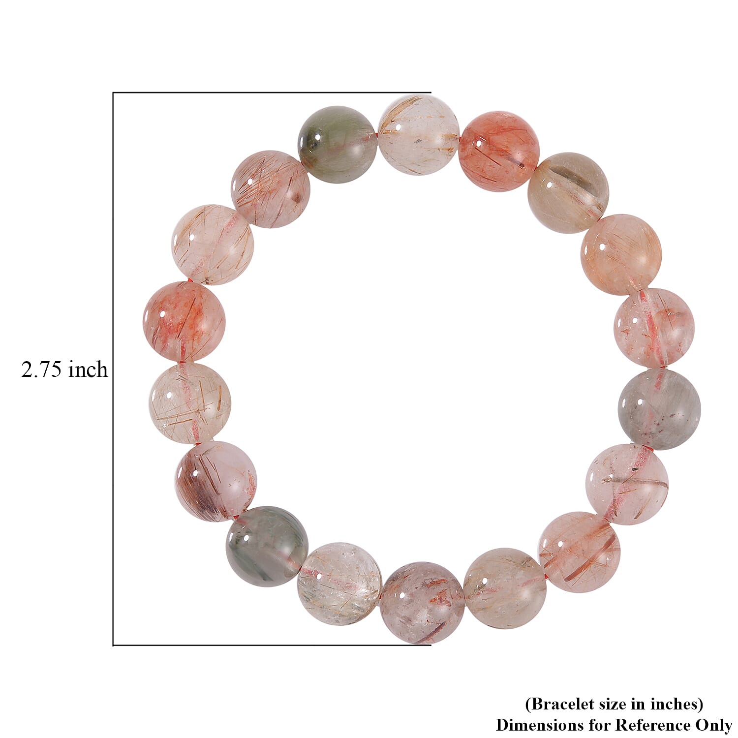 Multi Rutilated Quartz Beaded Stretch Bracelet 175.00 ctw