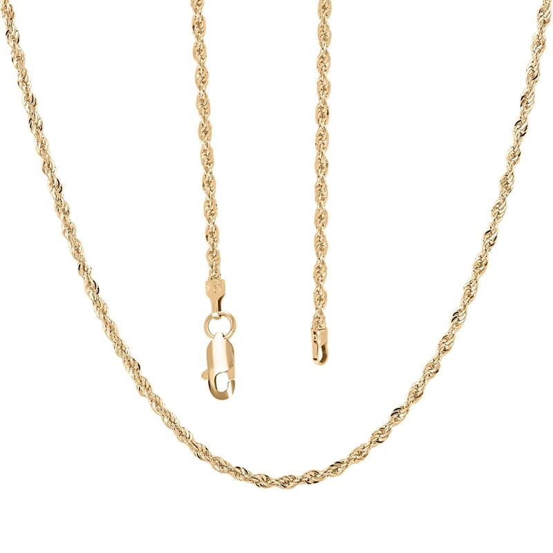 10K Yellow Gold 1.5mm Rope Chain Necklace 18 Inches 1.3 Grams