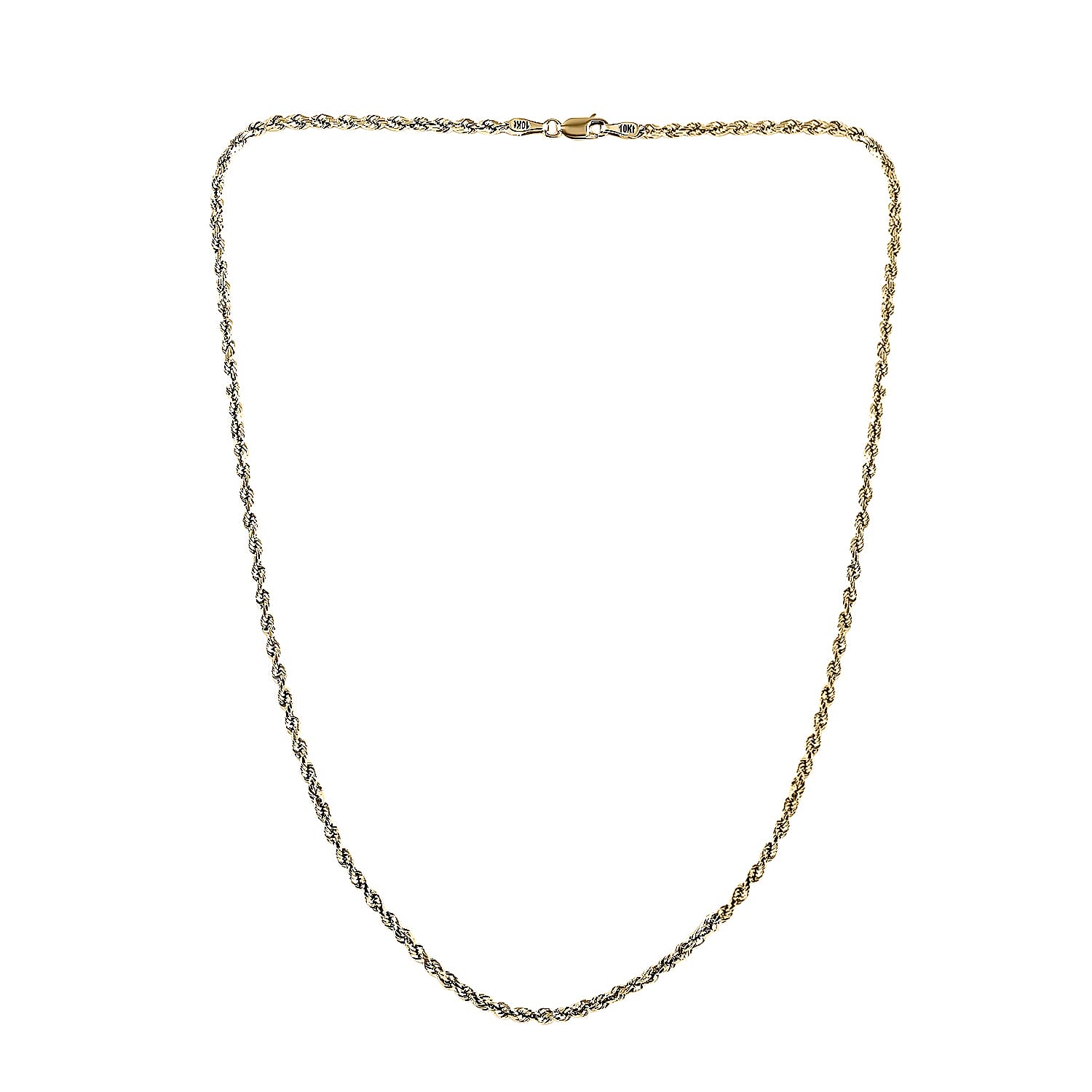 10K Yellow Gold 1.5mm Rope Chain Necklace 18 Inches 1.3 Grams