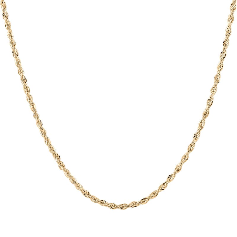 10K Yellow Gold 1.5mm Rope Chain Necklace 24 Inches 1.60 Grams