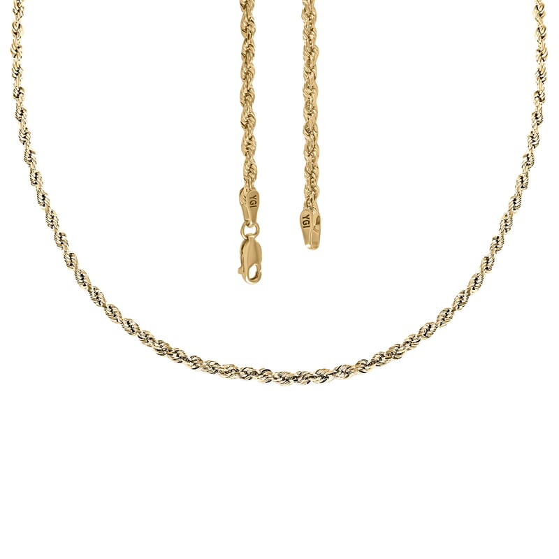 10K Yellow Gold 1.5mm Rope Chain Necklace 24 Inches 1.60 Grams