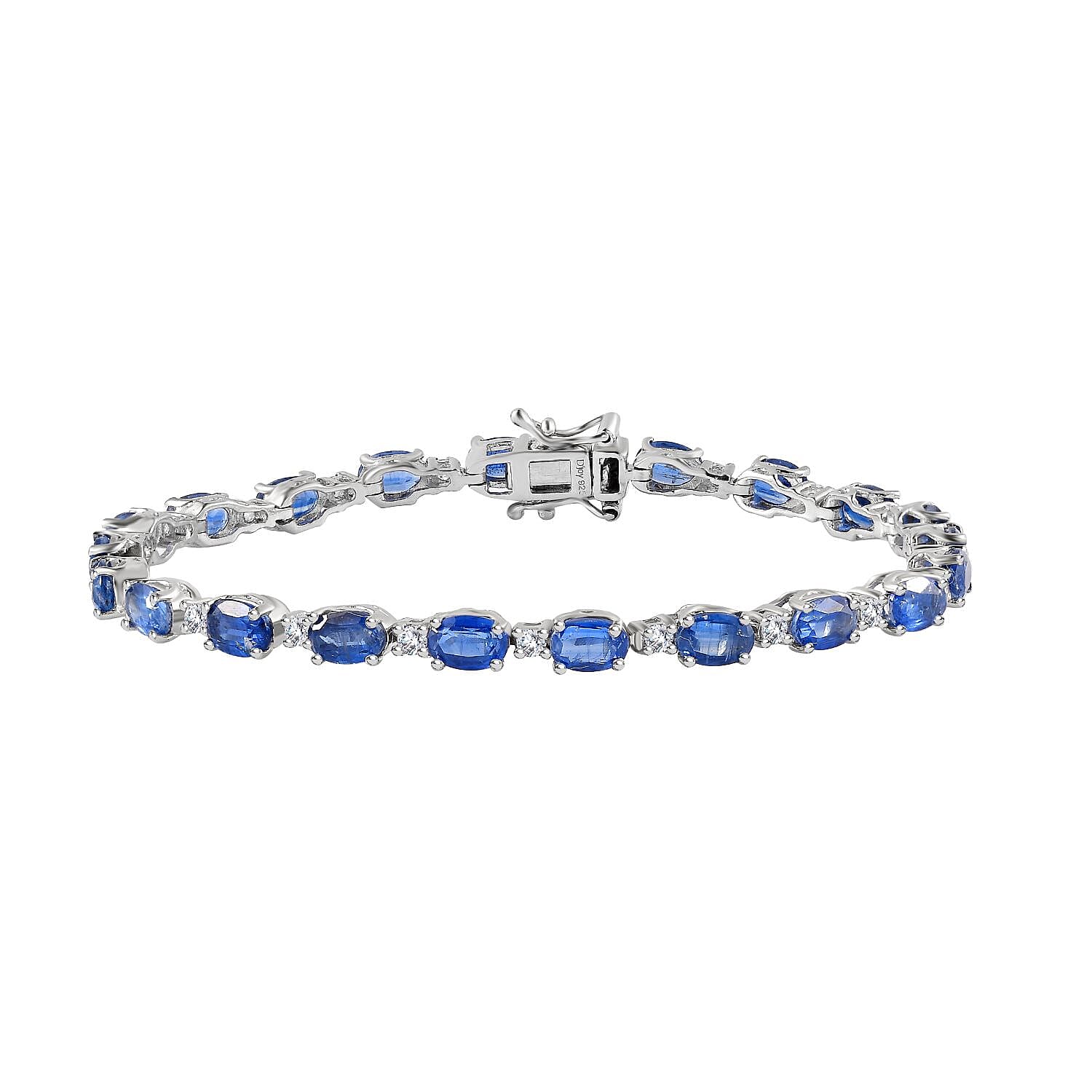 Kashmir Kyanite and White Zircon Bracelet in Platinum Over Sterling Silver (6.50 In) 12.60 ctw
