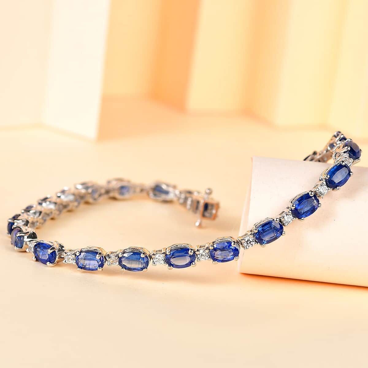 Kashmir Kyanite and White Zircon Bracelet in Platinum Over Sterling Silver (6.50 In) 12.60 ctw image number 1