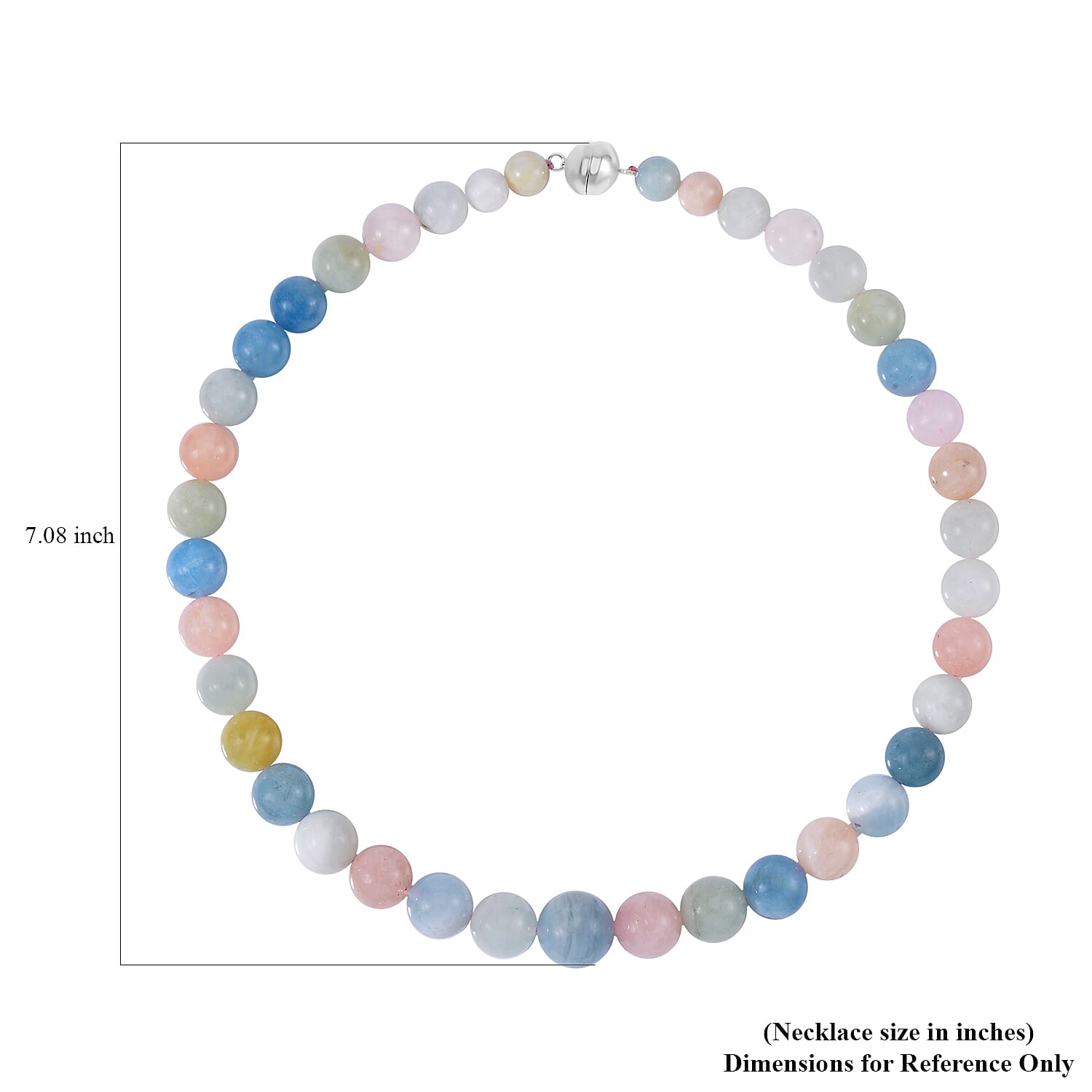 Pink Morganite, Aquamarine, Heliodor Beaded Necklace 20 Inches in Rhodium Over Sterling Silver 595.00 ctw