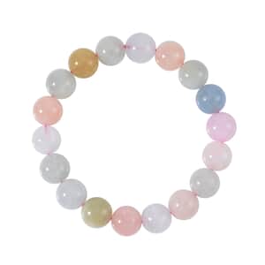 Pink Morganite, Aquamarine, Heliodor Beaded Stretch Bracelet 190.00 ctw