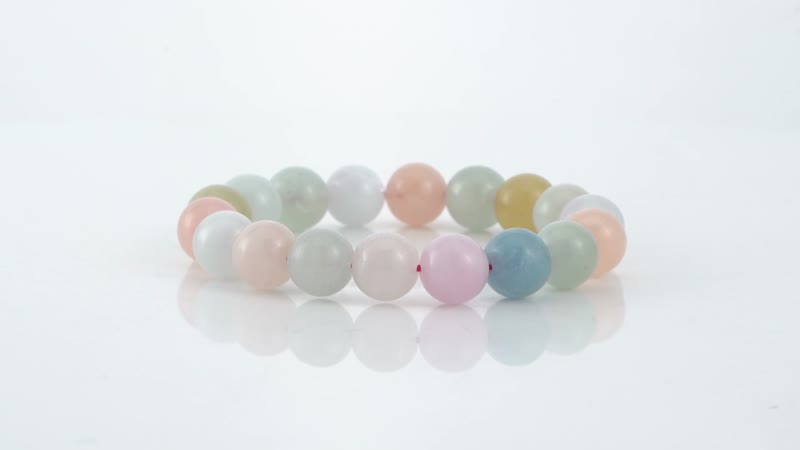 Pink Morganite, Aquamarine, Heliodor Beaded Stretch Bracelet 190.00 ctw